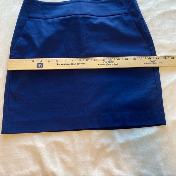 Ann Taylor Blue Mini Skirt Slash Pockets Luxurious Fabric Spandex Size 6 - Picture 6 of 9